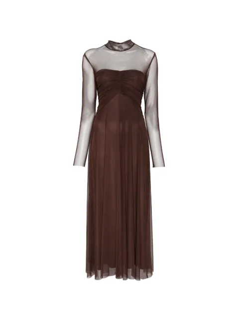 TWINSET ruched sheer-panel maxi dress Brown 262TF2030