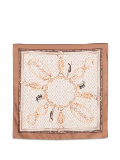 TWINSET logo-print silk scarf Neutrals 262TO5550