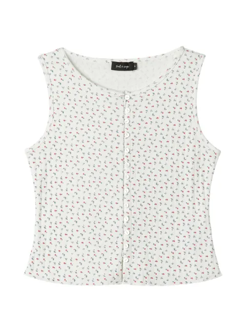tout a coup floral-print ribbed top White M651BU6