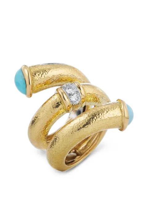 David Webb turquoise and diamond pipe ring Gold P11730502RHYXTX