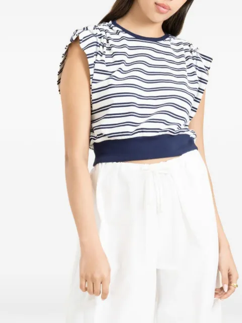 SIMKHAI Joie cap-sleeve cotton top White 3262000MJMIDNIGHTSTRIPE