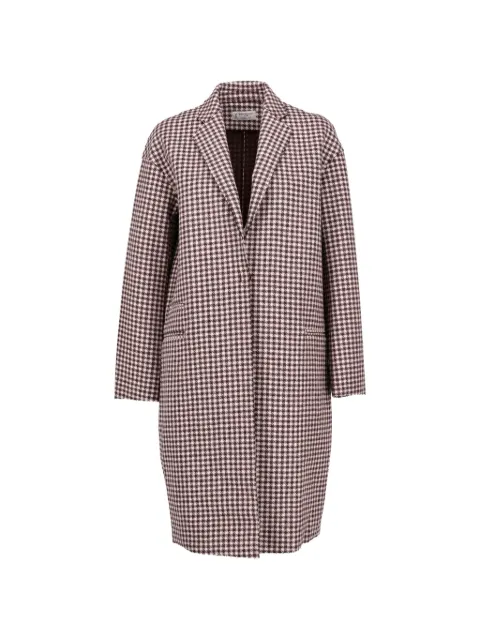 Vintage houndstooth-pattern single-breasted coat Brown CVM262212