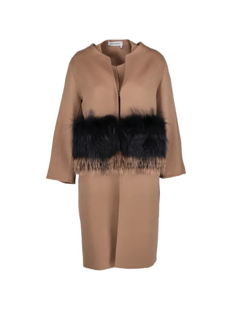 Saint Laurent Pre-Owned Fur-trimmed shift set coat Neutrals CVM26642