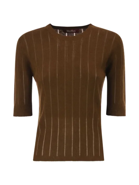 Max Mara ribbed-knit silk-blend top Brown 2626366041600