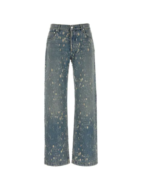 Alexander McQueen distressed straight-leg jeans Blue 873812QYAB3