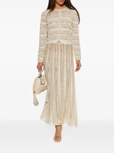 Ulla Johnson pointelle-knit metallic-thread maxi skirt Neutrals PF260749