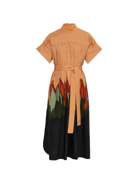 Ulla Johnson graphic-print belted midi dress Orange PF260152