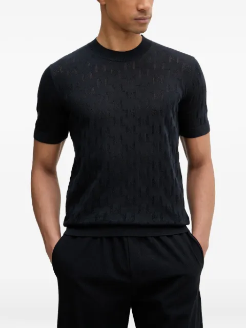 Karl Lagerfeld logo-perforated cotton T-shirt Blue 655004562301