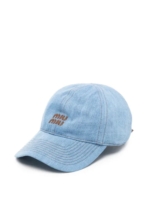 Miu Miu logo-embroidered denim baseball cap Blue 5HC3692G85