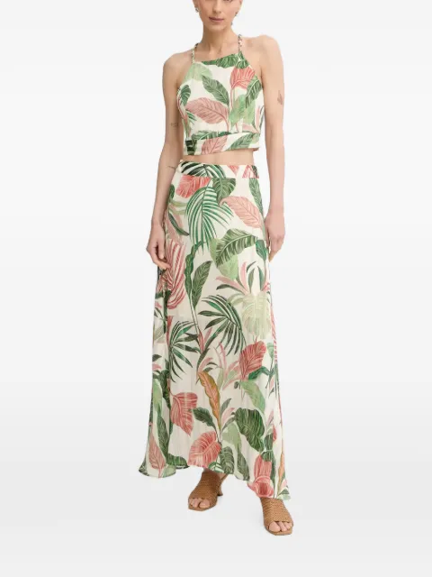 GUESS USA leaf-print wrap-style skirt Neutrals W5GD66WH9Z2