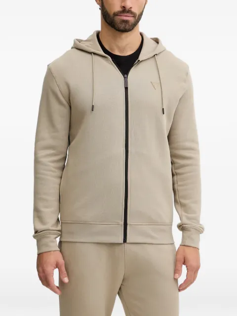 GUESS USA logo-patch zip-up hoodie Neutrals Z2YQ28K9V31