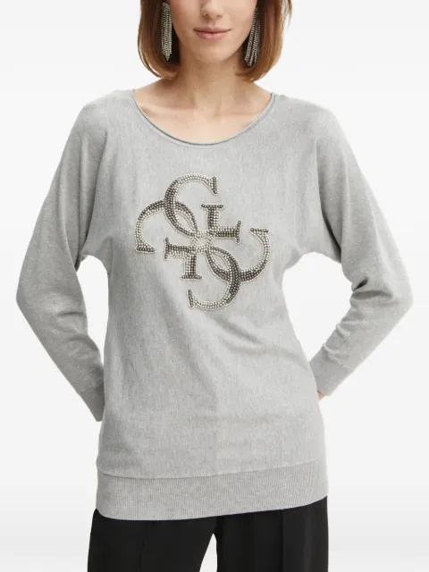 GUESS USA crystal-embellished logo-motif sweater Grey W5RR37Z2NQ2