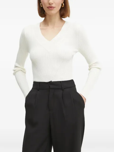 GUESS USA ribbed-knit V-neck sweater White W5RR07Z2V62