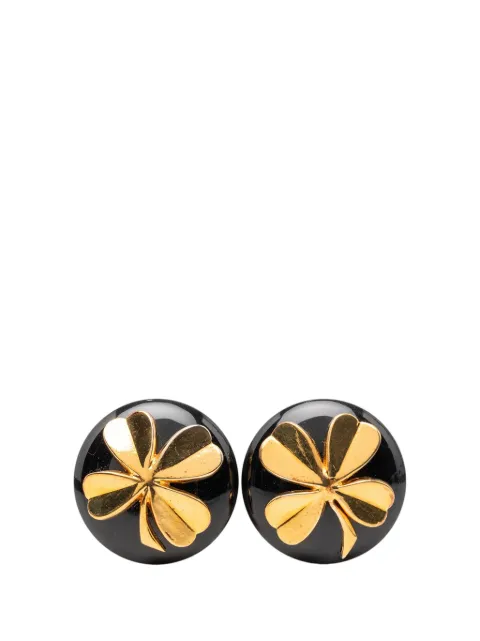 CHANEL Pre-Owned 1993 CC Gold Plated Resin Clover Clip On Earrings costume earrings Black 34ZOBSNFJ7KPN628