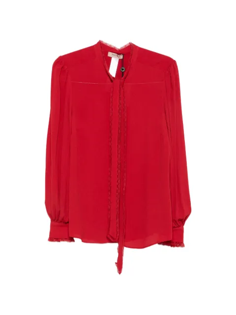 TWINSET lace-trim pussy-bow blouse Red 262TT2324