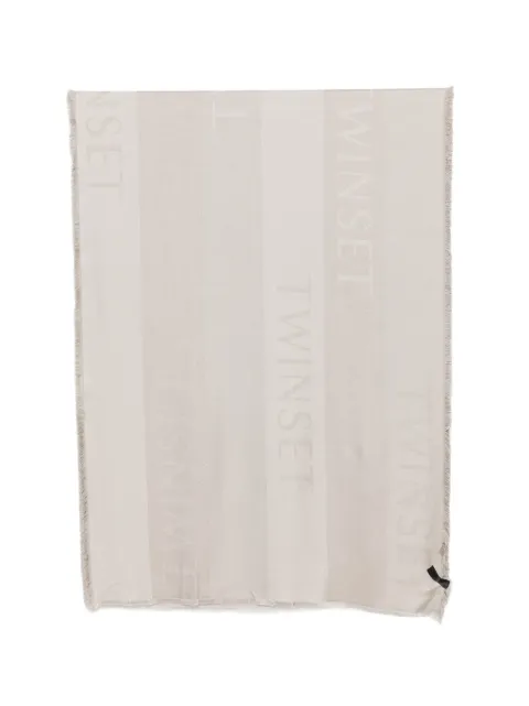 TWINSET logo-print frayed scarf Neutrals 262TO5490