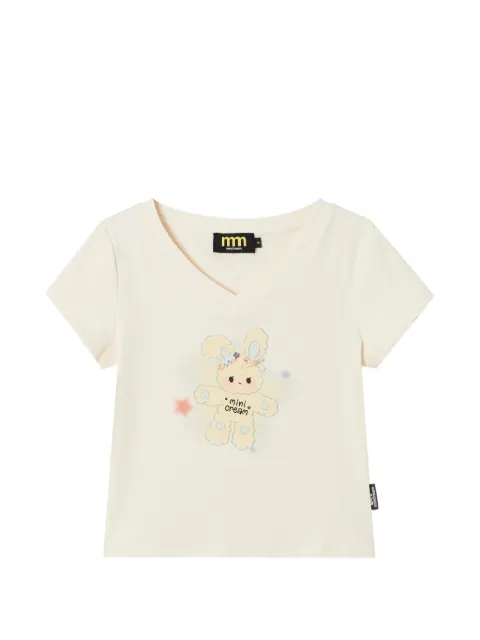 Mini Cream graphic-print V-neck T-shirt Neutrals 6UM636A