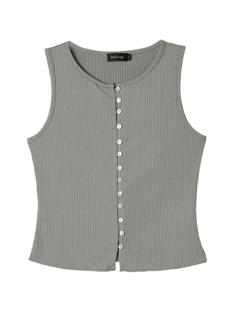 tout a coup ribbed button-front top Grey M651AU6