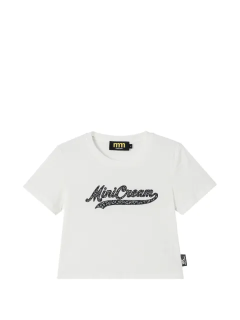 Mini Cream logo-print cropped T-shirt White 6UM655A