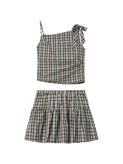 b+ab check-pattern tiered jumpsuit Neutrals 6U207AS