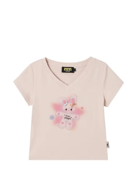 Mini Cream graphic-print V-neck T-shirt Pink 6UM636A