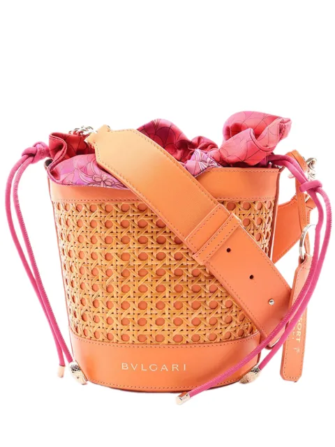 Bvlgari Pre-Owned 2010-2026 Raffia Serpenti Forever bucket bag Orange 5F0L66K5Q52T3ZGY
