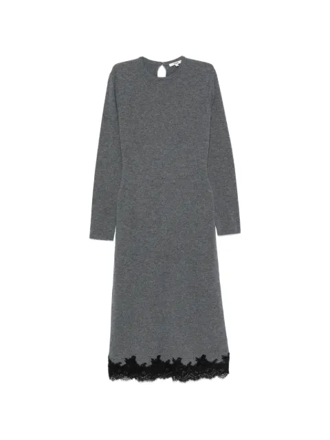 Maje lace-trim knitted midi dress Grey MFPRO04909