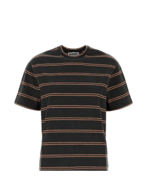 Jil Sander striped embroidered T-shirt Black J02GC0150J20394