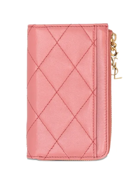 Saint Laurent Cassandre Bijou zip card holder Pink 862430AAANG
