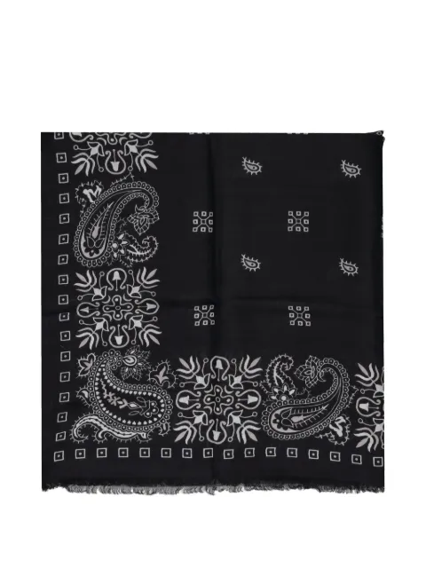 MANIPURI bandana-print frayed scarf Black 23RWB