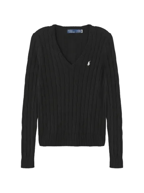 Polo Ralph Lauren cable-knit V-neck sweater Black 211971870002