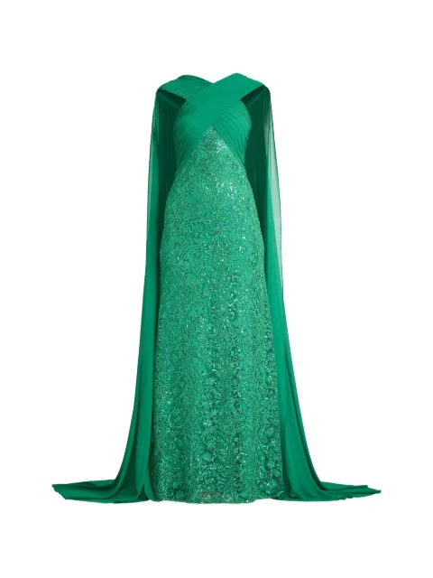 Tadashi Shoji sequin-embellished cape-sleeve dress Green CJI26024L