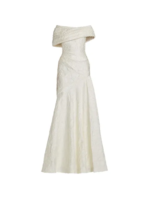Tadashi Shoji jacquard off-shoulder maxi dress Neutrals BSW26018LBR