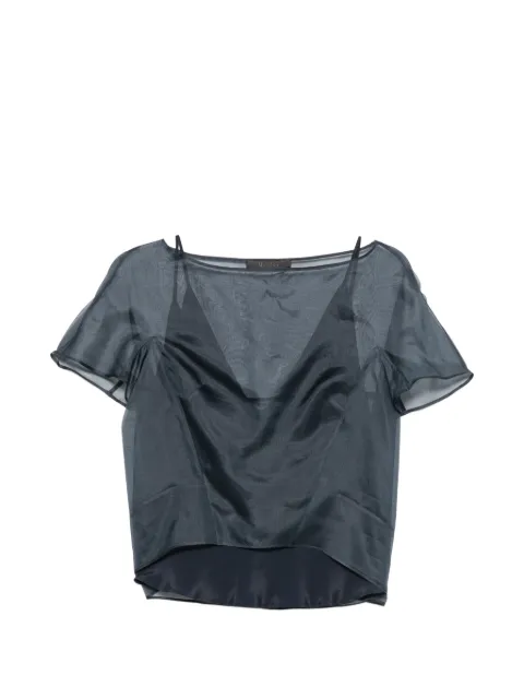 Max Mara Emela sheer silk top Blue 2621266017600