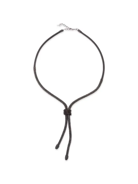 Brunello Cucinelli Precious leather bolo tie Black MCOW9G017CVC40