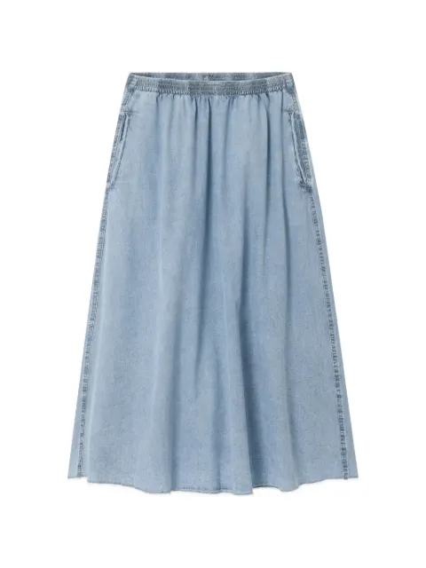 American Vintage Paybou elasticated-waistband denim midi skirt Blue PAY13CE26