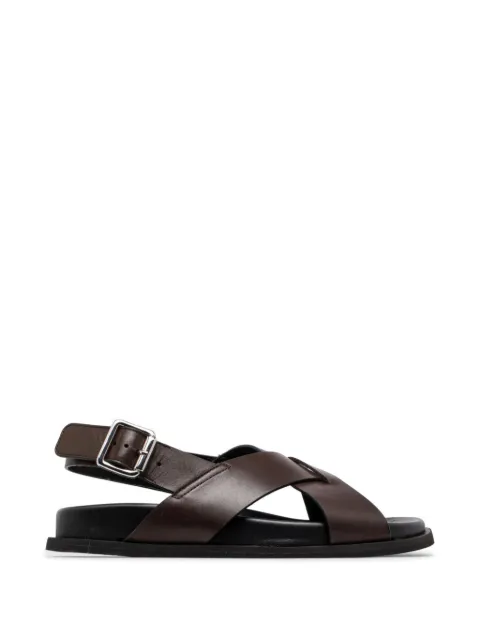 GUGLIELMO ROTTA Twill Ranch buckle-fastening crossover-strap sandals Brown TWILLRANCHCHOCOLATE