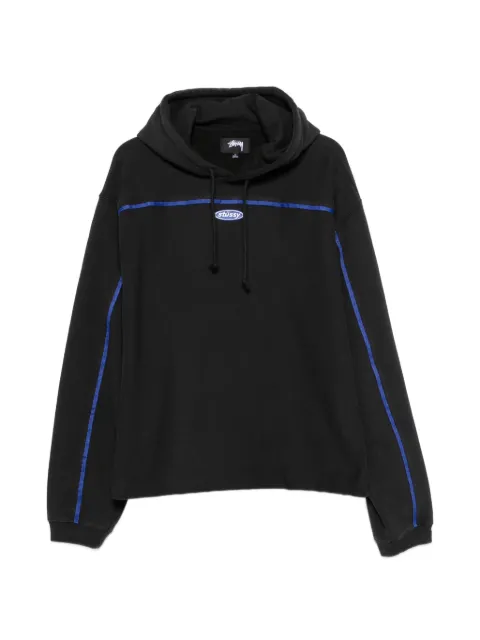 Stüssy logo-patch tape-trim hoodie Black 118616