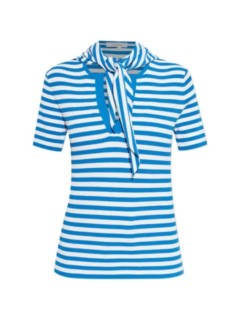 Max Mara striped tie-neck T-shirt Blue MXMPALMETI