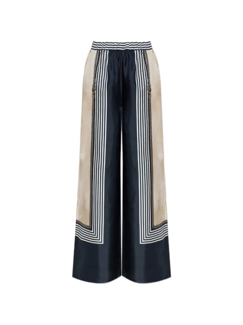 Max Mara Carabo striped silk palazzo pants Blue 2621136061600