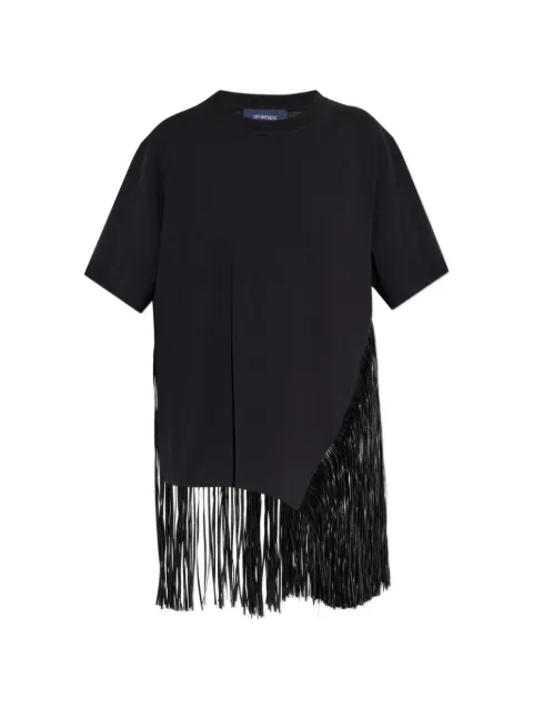 Sportmax fringed-detailing asymmetric T-shirt Black SPDSPONDA