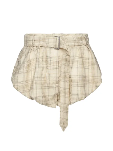 Magda Butrym check-pattern belted shorts Neutrals 274526