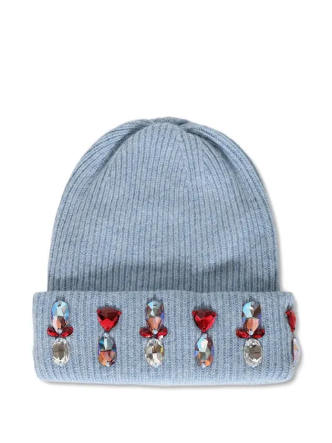 Melrose High crystal-embellished beanie hat Blue MHH11AW25