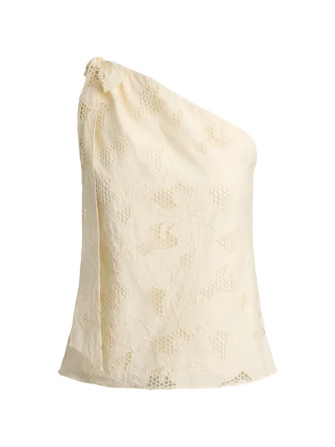 Lauren Ralph Lauren floral-eyelet one-shoulder blouse Neutrals 200B24675