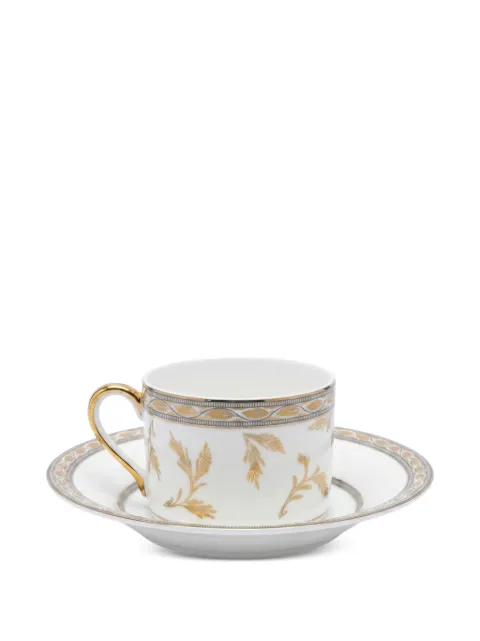 GINORI 1735 Antinea leaf-print teacup and saucer White 61634