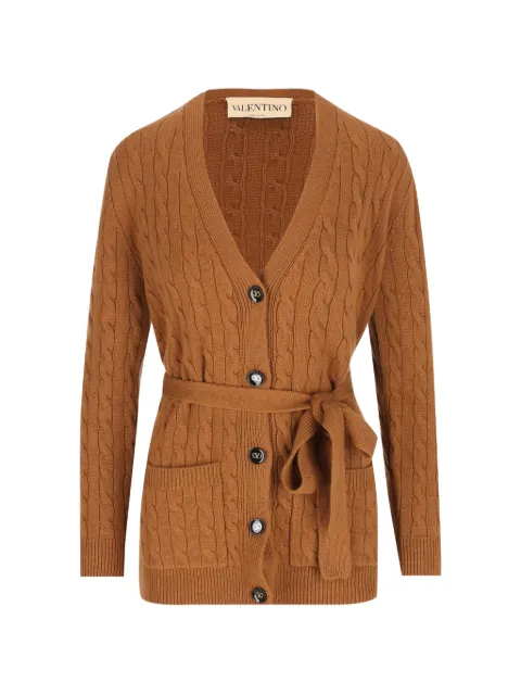 Valentino Garavani cable-knit belted cardigan Brown 9B3KA16DAB9