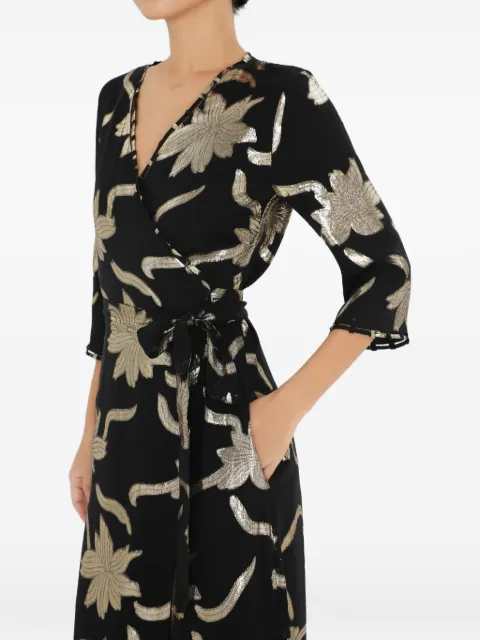 Charlotta Gandolfo Long Faye Wrap maxi dress Black DREFAYEJAQCHIGOFLOWBL