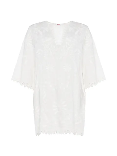 ERES Aigue-Marine embroidered linen mini dress White 202643