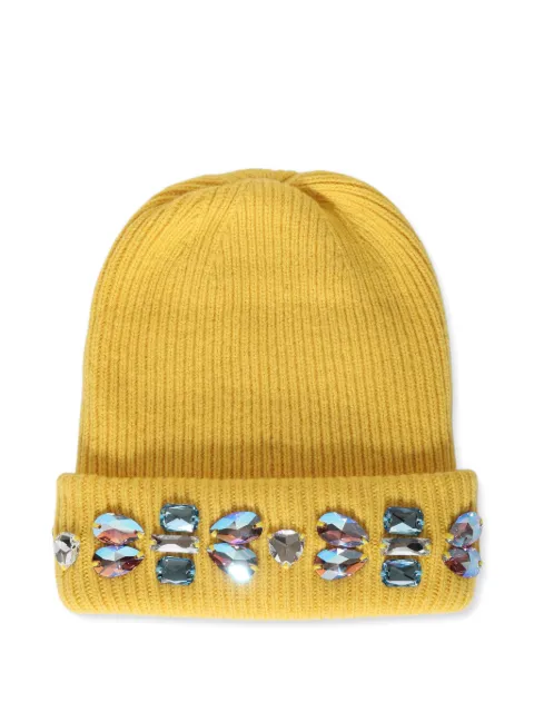 Melrose High crystal-embellished beanie hat Yellow MHH11AW25