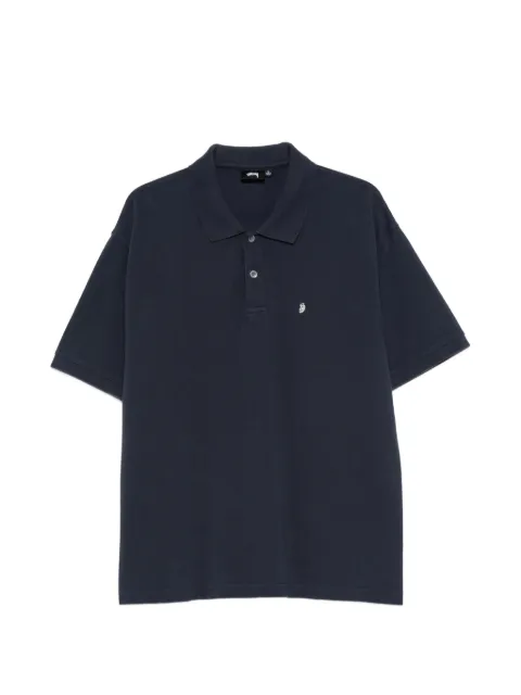 Stüssy logo-embroidered piqué-textured polo shirt Blue 1140367